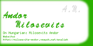 andor milosevits business card